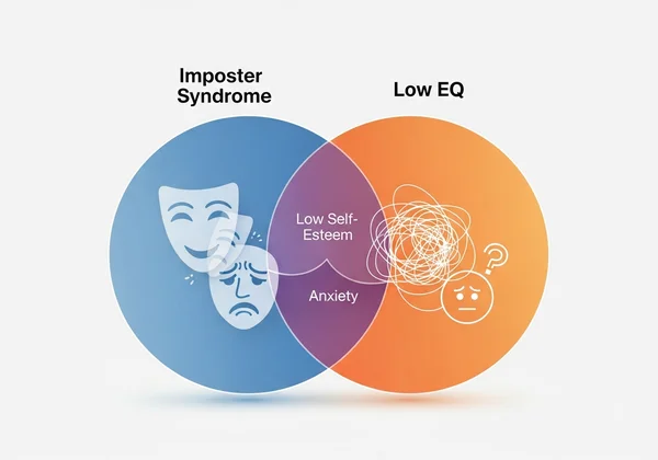 Venn diagram showing overlap of Imposter Syndrome and Low EQ.