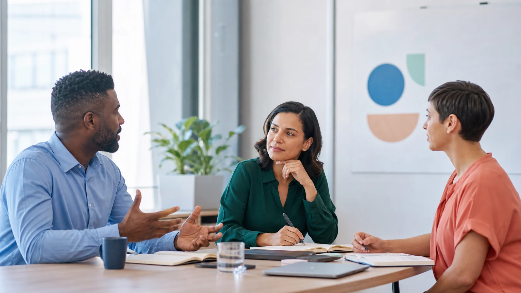 Leader listening in a meeting